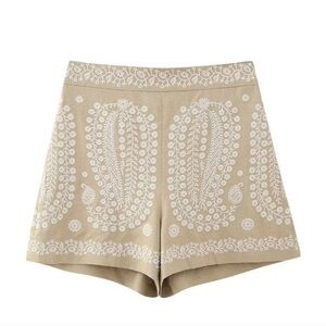 ZARA Embroidered High-waisted Shorts